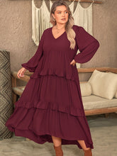 Load image into Gallery viewer, Fatima Ruffled V-Neck Long Sleeve Dress
