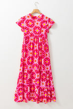 Load image into Gallery viewer, Printed Notched Cap Sleeve Dress
