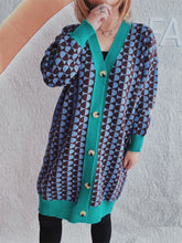 Load image into Gallery viewer, Contrast Trim Geometric Button Down Cardigan
