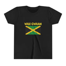 Load image into Gallery viewer, Youth Tee - "Wah Gwaan" Jamaican Flag Kids Shirt
