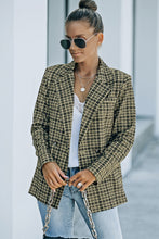 Load image into Gallery viewer, Plaid Double-Breasted Long Sleeve Blazer
