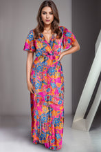 Load image into Gallery viewer, Floral Surplice Short Sleeve Maxi Dress
