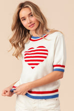 Load image into Gallery viewer, US Flag Theme Striped Heart Sweater
