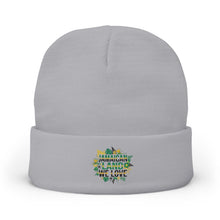 Load image into Gallery viewer, Embroidered Floral 'Gratitude &amp; Love' Knit Beanie
