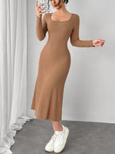 Load image into Gallery viewer, Square Neck Long Sleeve Midi Wrap Dress
