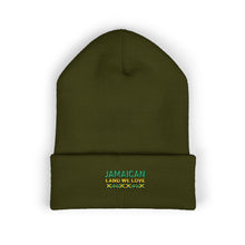 Load image into Gallery viewer, Jamaican Embroidered Cuffed Beanie — Reggae-Inspired Knit Hat
