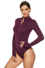 Load image into Gallery viewer, Ribbed Half Zip Long Sleeve Bodysuit
