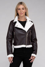 Load image into Gallery viewer, Plush Teddy Trimmed PU Jacket
