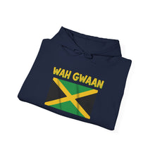 Load image into Gallery viewer, Wah Gwaan Jamaica Flag Hoodie – Caribbean Pride Pullover
