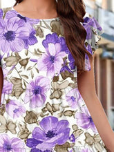 Load image into Gallery viewer, Flower Round Neck Tiered Dress
