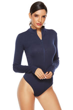 Load image into Gallery viewer, Ribbed Half Zip Long Sleeve Bodysuit
