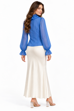 Load image into Gallery viewer, Cree V-Neck Ruffled Chiffon Blouse
