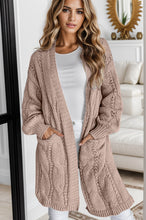 Load image into Gallery viewer, Cable-Knit Dropped Shoulder Slit Cardigan
