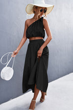 Load image into Gallery viewer, One-Shoulder Sleeveless Cropped Top and Skirt Set
