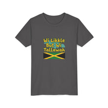 Load image into Gallery viewer, Youth Tee - "Wi Likkle But Wi Tallawah" Jamaican Flag Kids Shirt
