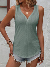 Load image into Gallery viewer, Eyelet V-Neck Wide Strap Tank
