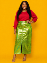 Load image into Gallery viewer, Green Metallic Skirt
