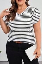 Load image into Gallery viewer, Khaley Striped V-Neck Short Sleeve T-Shirt
