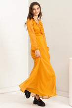 Load image into Gallery viewer, Lost In Love Ruffle Tie Waist Maxi Wrap Dress
