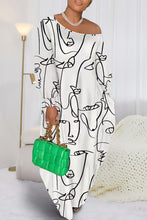 Load image into Gallery viewer, Printed Single Shoulder Lantern Sleeve Maxi Dress
