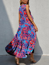 Load image into Gallery viewer, Tiered Printed V-Neck Sleeveless Dress
