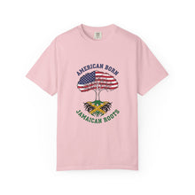 Load image into Gallery viewer, American Born Jamaican Roots T-Shirt — USA Flag Tree Graphic Tee
