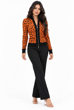 Load image into Gallery viewer, Leopard Zip-Up Knit Cardigan

