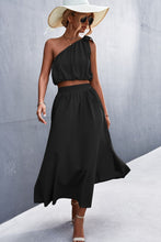 Load image into Gallery viewer, One-Shoulder Sleeveless Cropped Top and Skirt Set
