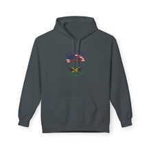 Load image into Gallery viewer, American Born Jamaican Roots Hoodie — USA &amp; Jamaican Flag Heritage Pullover
