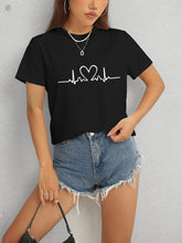 Load image into Gallery viewer, Heart Round Neck Short Sleeve T-Shirt
