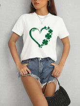 Load image into Gallery viewer, Heart Lucky Clover Round Neck Short Sleeve T-Shirt
