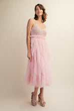 Load image into Gallery viewer, LACEY TULLE MIDI CROCHET DRESS
