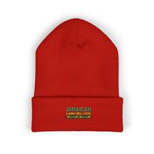 Load image into Gallery viewer, Jamaican Embroidered Cuffed Beanie — Reggae-Inspired Knit Hat
