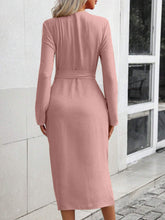 Load image into Gallery viewer, Tied Button Up Collared Neck Roll-Tab Sleeve Dress
