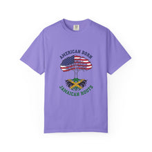 Load image into Gallery viewer, American Born Jamaican Roots T-Shirt — USA Flag Tree Graphic Tee
