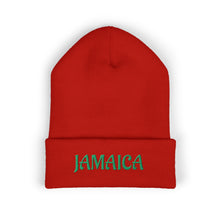 Load image into Gallery viewer, Jamaica Embroidered Cuffed Beanie — Cozy Travel &amp; Reggae Knit Hat
