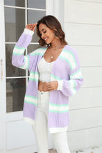 Load image into Gallery viewer, Color Block Ribbed Dropped Shoulder Open Front Cal
