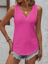 Load image into Gallery viewer, Eyelet V-Neck Wide Strap Tank
