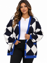 Load image into Gallery viewer, Casey Checkered Dropped Shoulder Long Sleeve Cardigan
