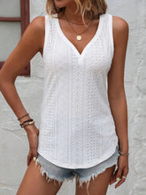 Load image into Gallery viewer, Eyelet V-Neck Wide Strap Tank
