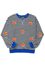 Load image into Gallery viewer, Pumpkin Striped Long Sleeve Sweatshirt
