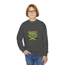 Load image into Gallery viewer, Youth Crewneck Sweatshirt - "Wi Likkle But Wi Tallawah" Jamaican Flag Kids Sweatshirt
