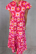 Load image into Gallery viewer, Printed Notched Cap Sleeve Dress
