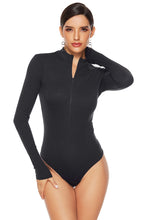 Load image into Gallery viewer, Ribbed Half Zip Long Sleeve Bodysuit
