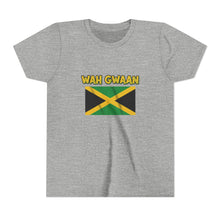 Load image into Gallery viewer, Youth Tee - "Wah Gwaan" Jamaican Flag Kids Shirt
