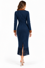 Load image into Gallery viewer, Tracianne Fringe Hem Zip Front Midi Dress Plus Size
