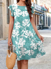 Load image into Gallery viewer, Flower Round Neck Tiered Dress
