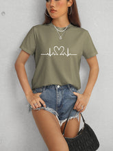 Load image into Gallery viewer, Heart Round Neck Short Sleeve T-Shirt
