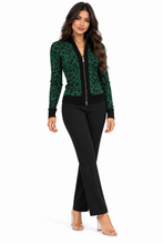 Load image into Gallery viewer, Leopard Zip-Up Knit Cardigan
