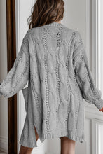 Load image into Gallery viewer, Cable-Knit Dropped Shoulder Slit Cardigan
